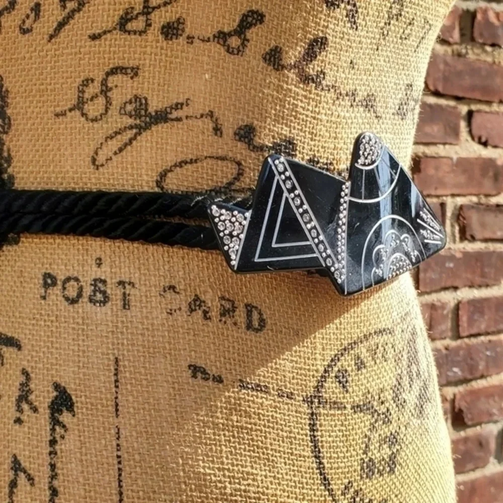 1980s Black Deco Belt S‎